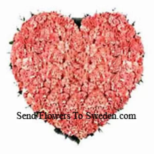 Heart Shaped Arrangement Of 101 Pink Carnations